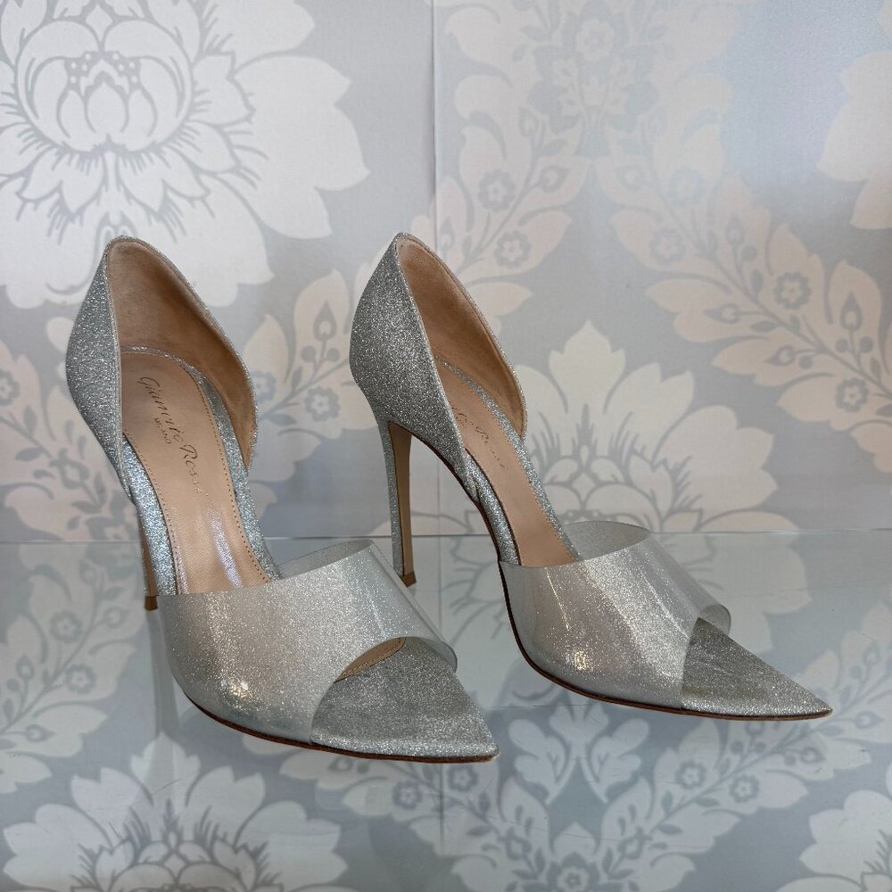 Gianvito Rossi Silver Sparkly Heels - Size 36